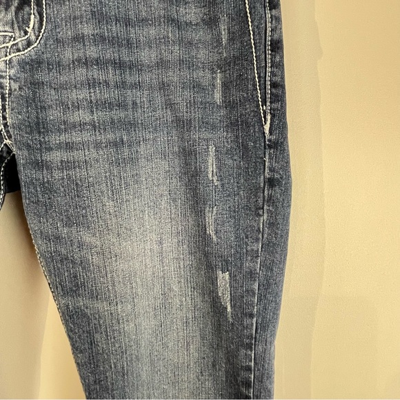 Zenim Thick Stitch Embroidered Medium Wash Denim Jeans Women’s Size 8 - Picture 7 of 15